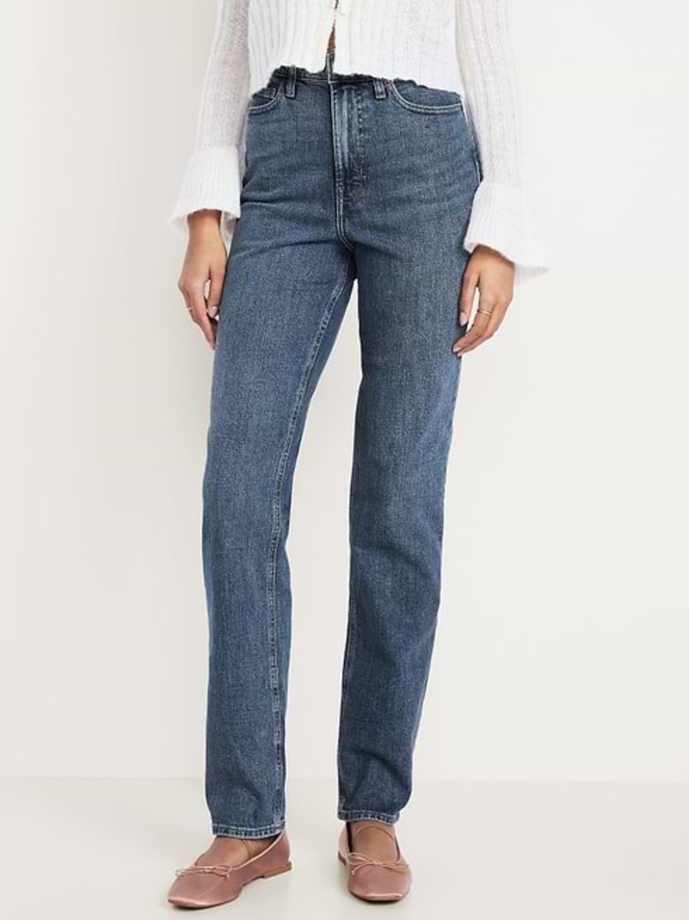 Old Navy Women's Straight Leg Jeans in Dark Blue